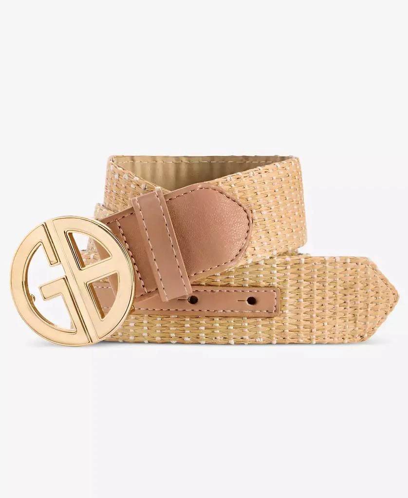 Giani Bernini Logo-Buckle Straw Belt 1