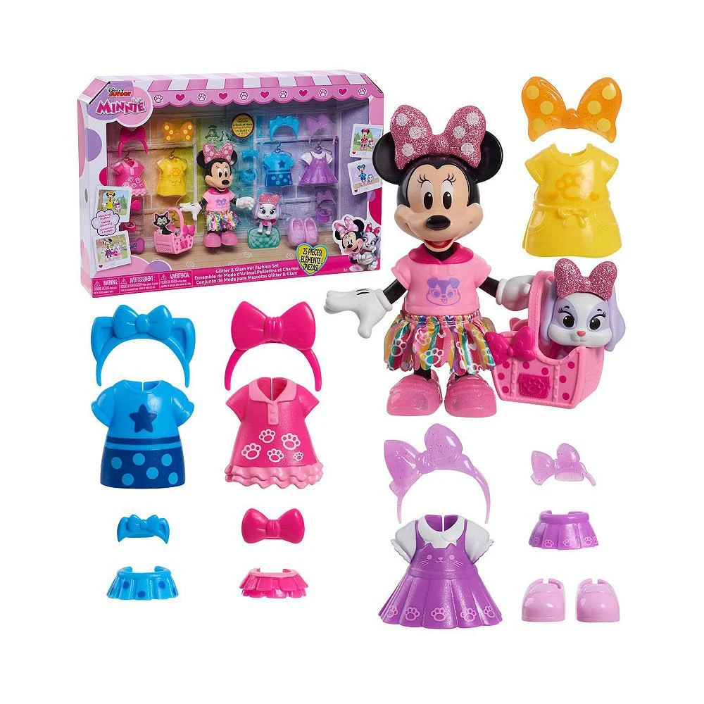 Minnie Mouse Disney Junior Glitter and Glam Pet Fashion Set, 23 Piece Doll and Accessories Set