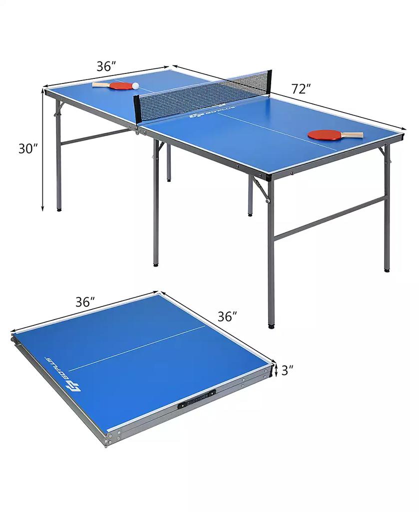 Costway 6 x3  Portable Tennis Ping Pong Folding Table w/Accessories