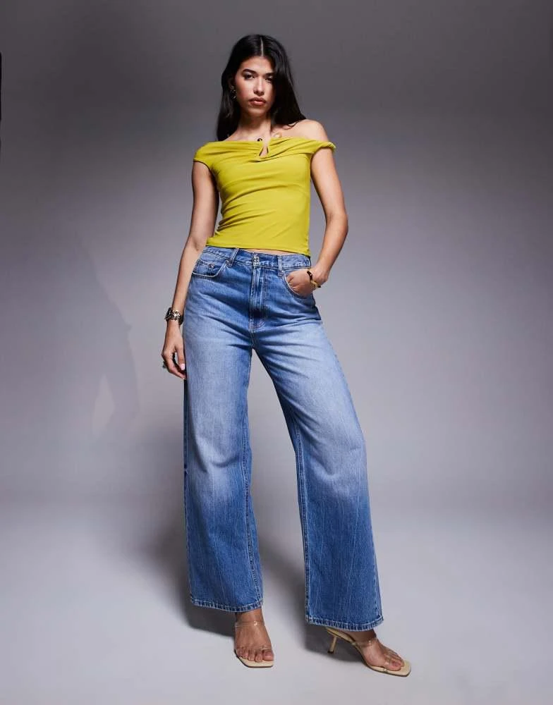 River Island River Island asymmetric twist strap top in lime 3
