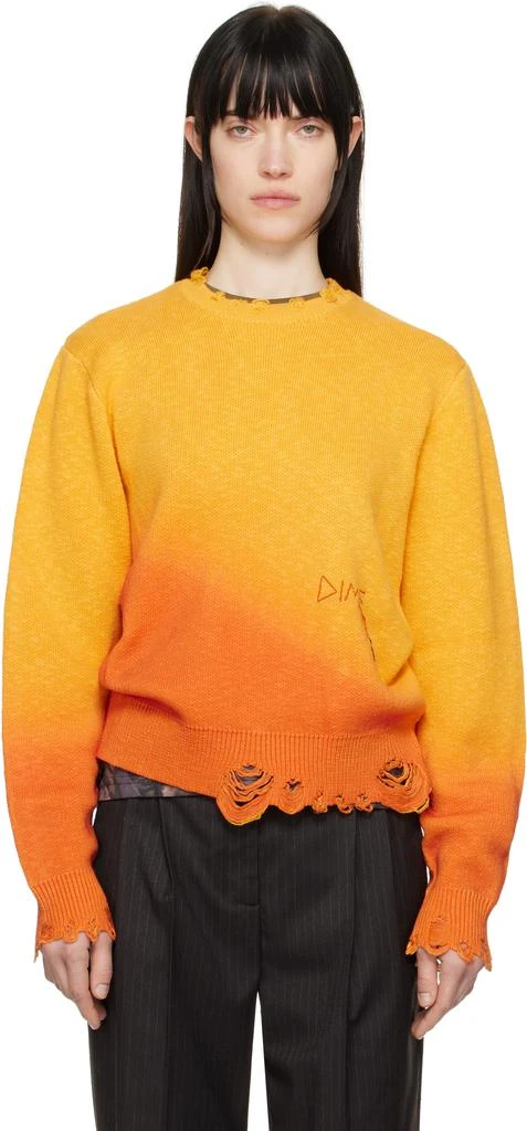 Dime Yellow & Orange Cat Knit Sweater 1