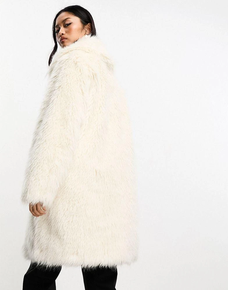 Mango Mango longline shearing coat in white 4