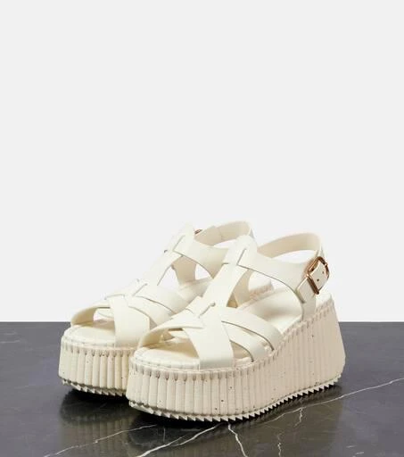 Chloé Nama 80 leather wedge sandals 4