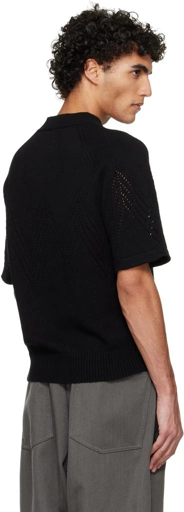 Jil Sander Black Pointelle Short Sleeve Sweater 3