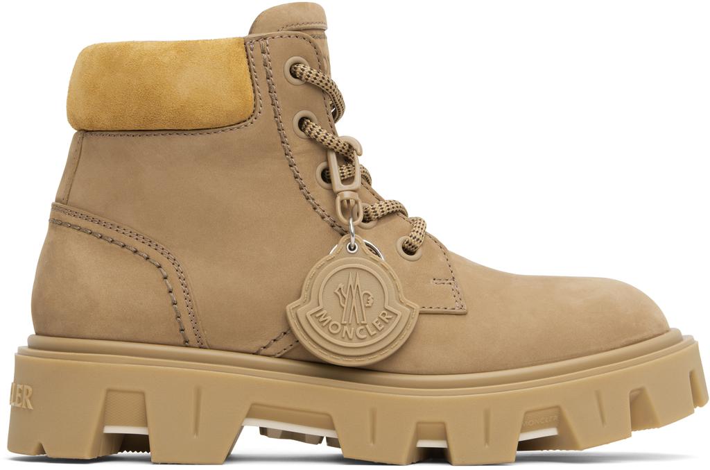 Moncler Tan Peak City Nubuck & Suede Lace-Up Boots - Shoes