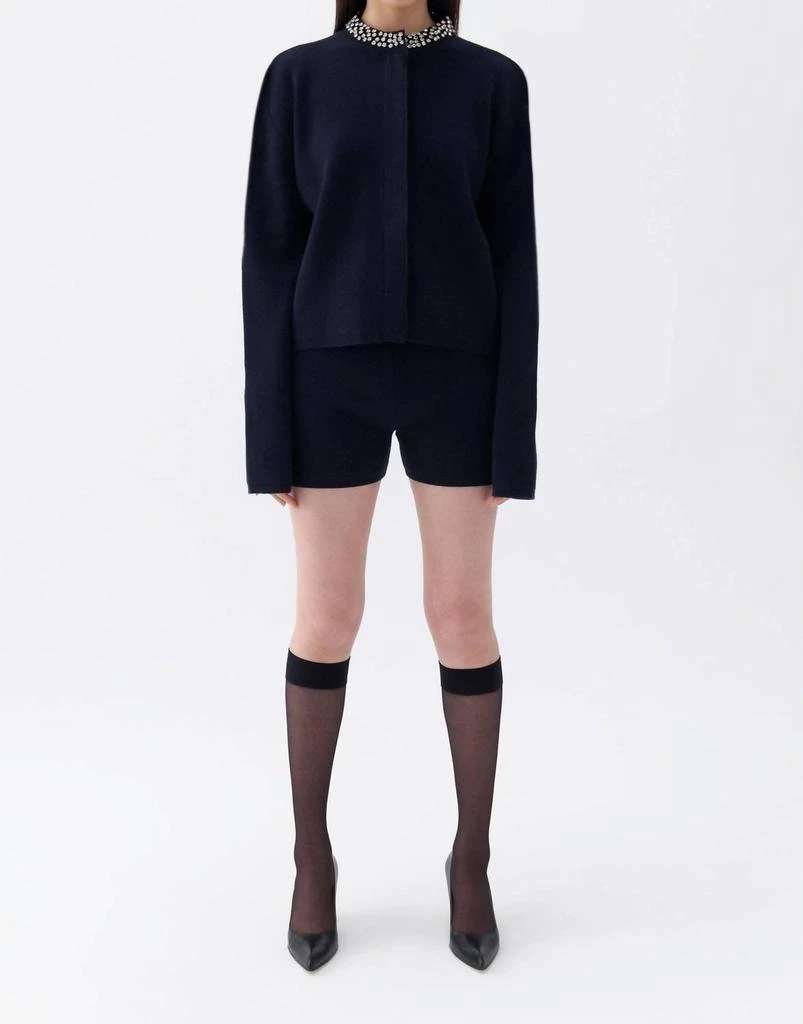 Nocturne Nocturne - Shiny Stone Collar Knit Cardigan