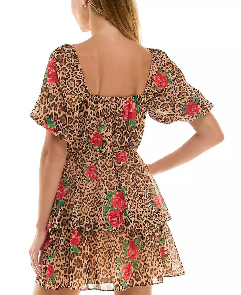 City Studios Juniors' Tiered Cheetah-Print Fit & Flare Dress