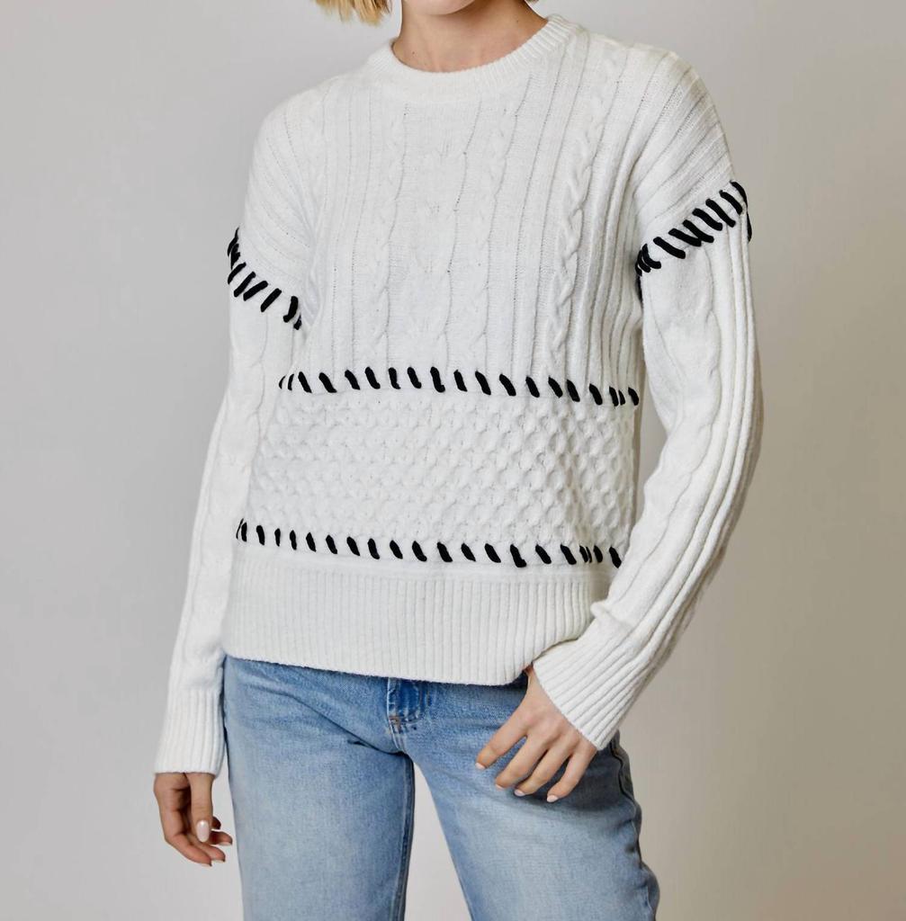 Design History Design History - Cableknit Combo Stitched Sweater