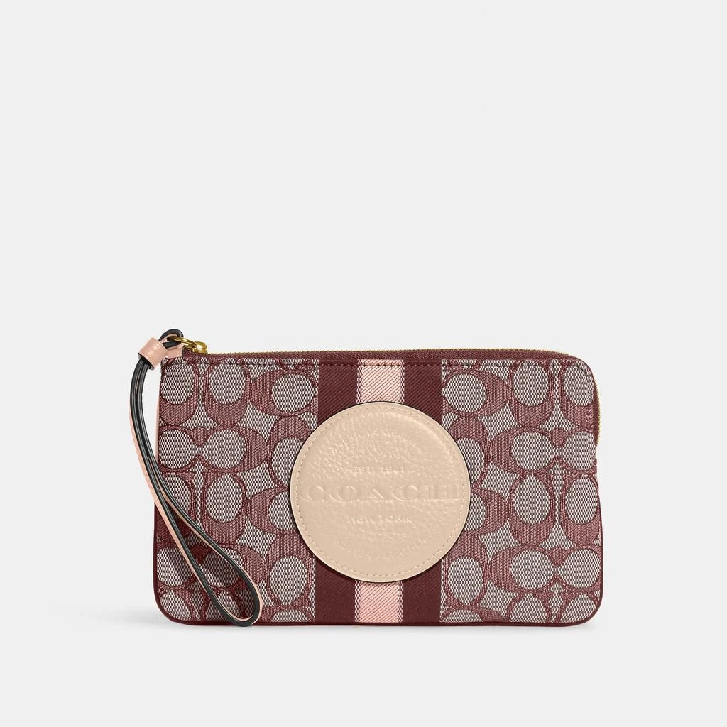 Coach Coach Outlet Dempsey Large Corner Zip Wristlet In Signature Jacquard With Stripe And Coach Patch 4