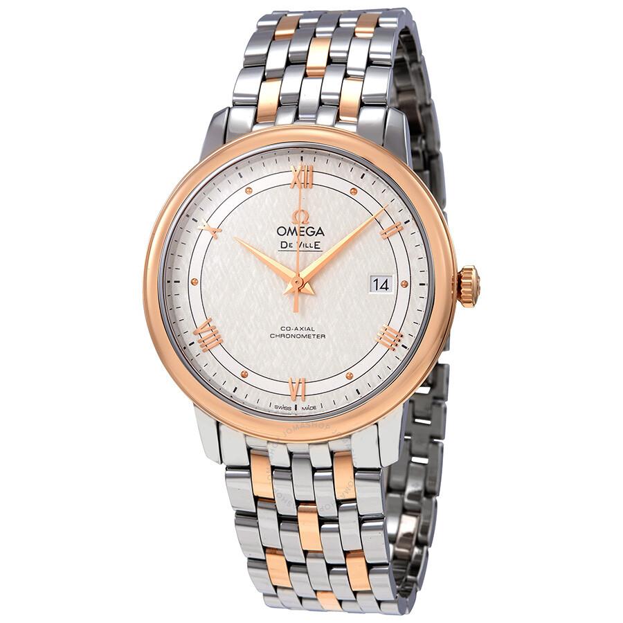 Omega De Ville Prestige Automatic Steel and 18kt Rose Gold Men's Watch 424.20.40.20.02.002