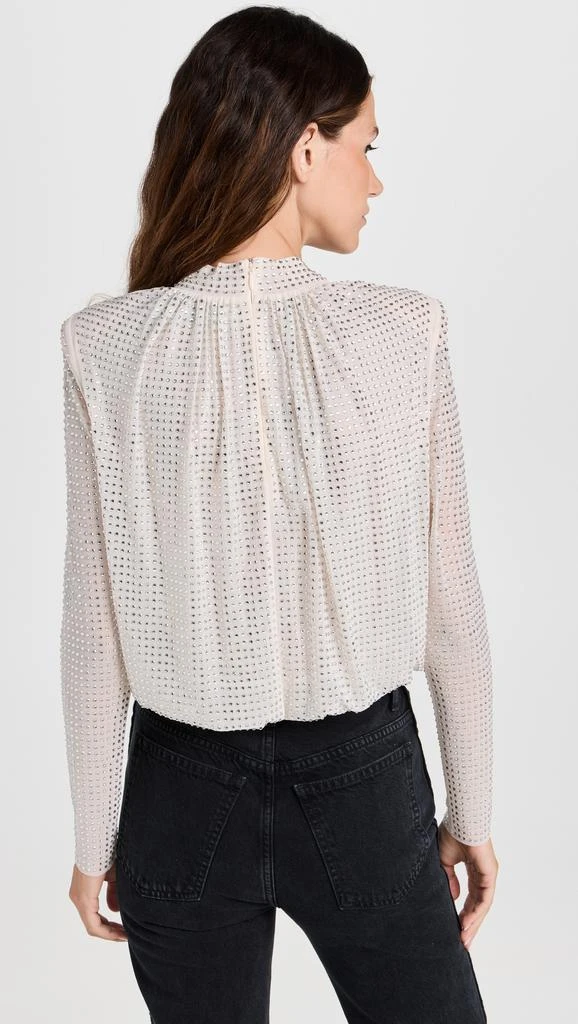 Self Portrait Cream Rhinestone Mesh Top 2