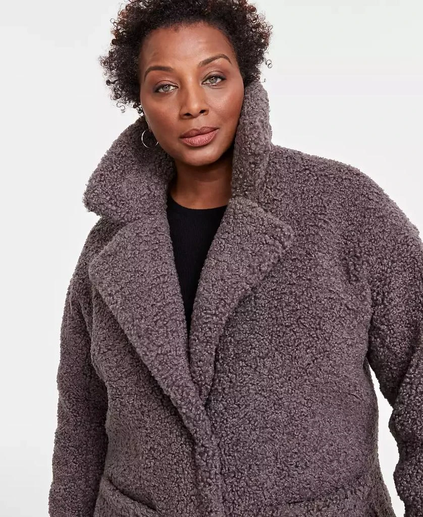 BCBG Plus Size Notched-Collar Teddy Coat 4