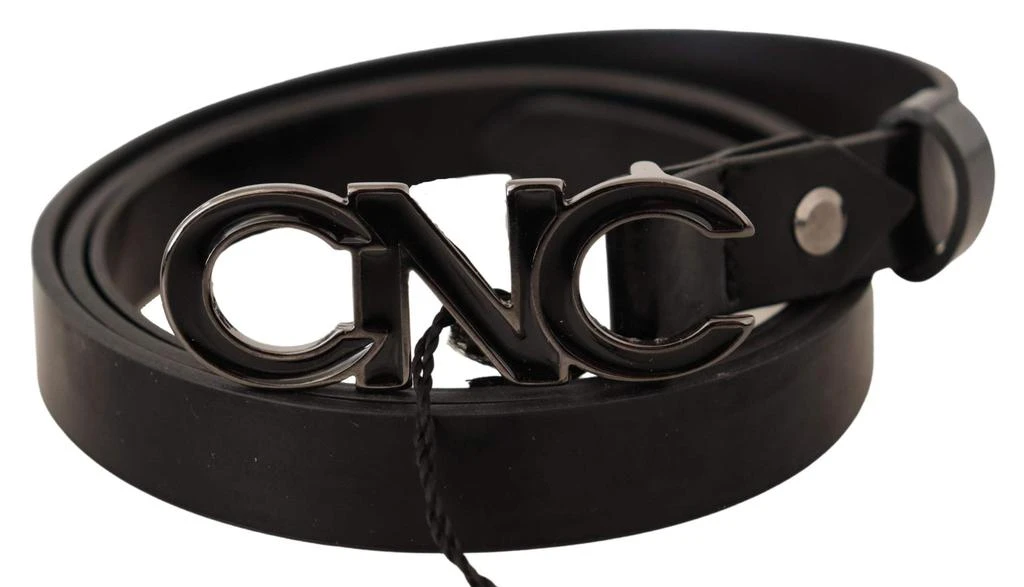 Costume National Costume National Black Leather Letter Logo Buckle Belt 1