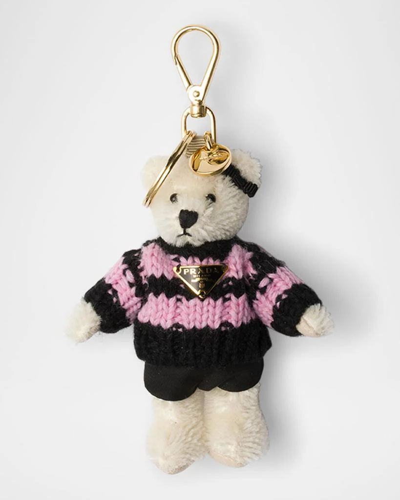 Prada Teddy Bear Bag Charm with Metal Ring