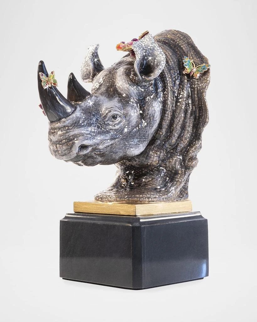 Jay Strongwater Rhino Bust Mount With Butterflies Objet