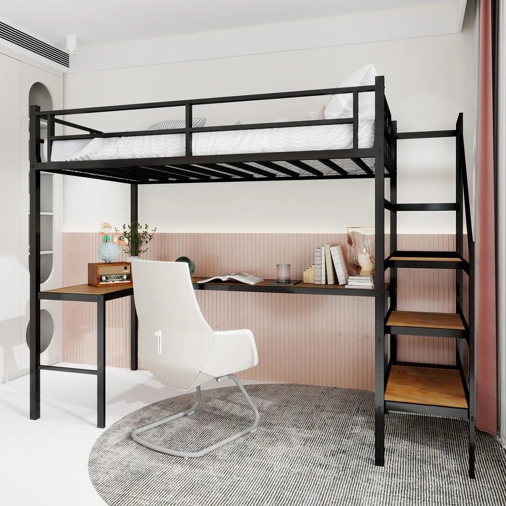 Streamdale Furniture Streamdale Loft Bed with L-Desk, Storage, Stairs 
Railing 2