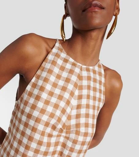 Asceno Antigua checked linen minidress 4