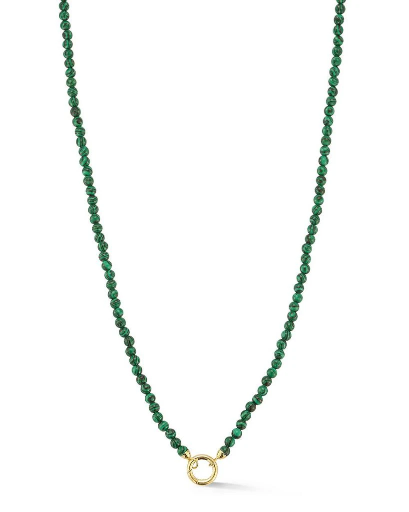Moon & Meadow 14 Yellow Gold Malachite Beaded Clip Bale Pendant Necklace, 17" 1