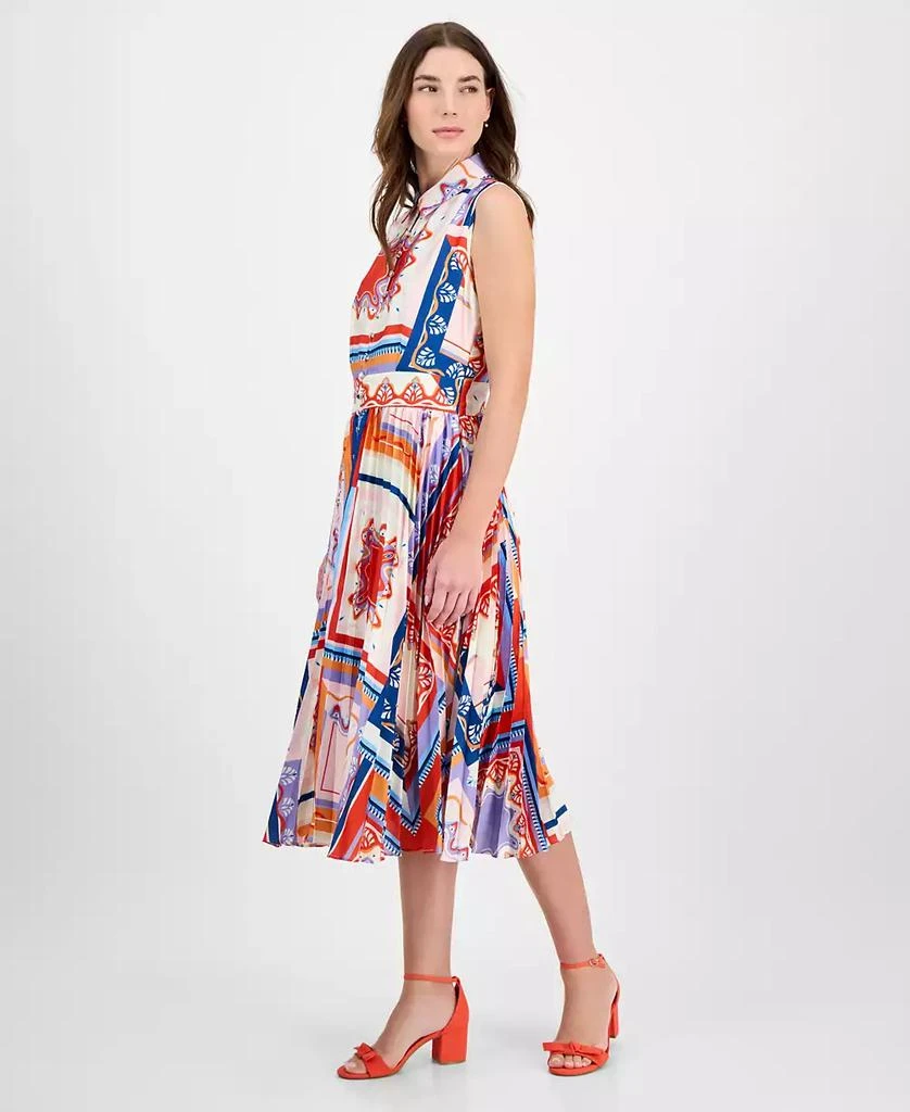 Tahari Women's Printed Pleated Midi Shirtdress 3