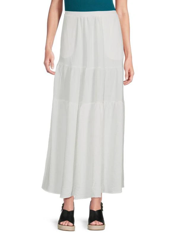 Bobeau Solid Tiered Maxi Skirt 1