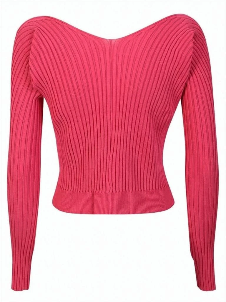 Jacquemus Cropped Knit Cardigan with Deep V-Neck and Unique Closure 2