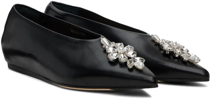 Simone Rocha Black Embellished Pointed Toe Ballerina Flats 4