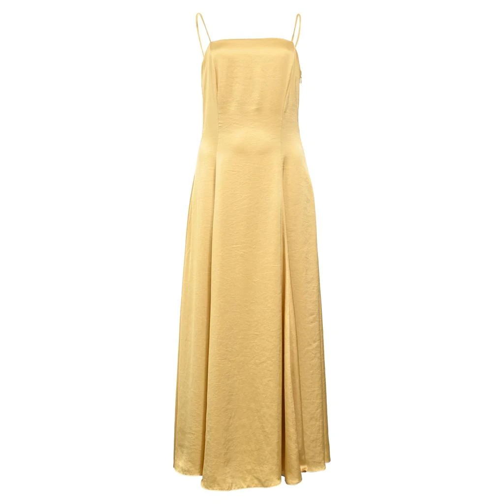 slim fit dress slacks Silky Satin Midi Gold