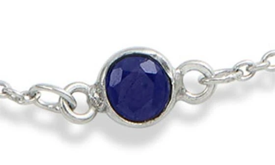 Savvy Cie Jewels Sterling Silver Sapphire Station Chain Necklace 3