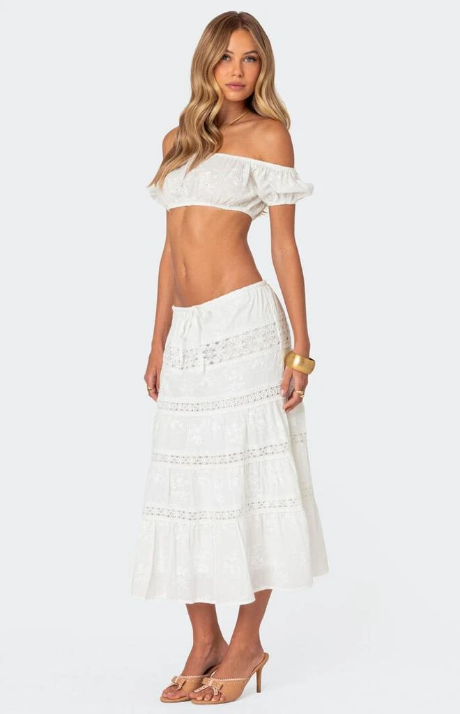 Edikted Skye Off Shoulder Eyelet Crop Top 3