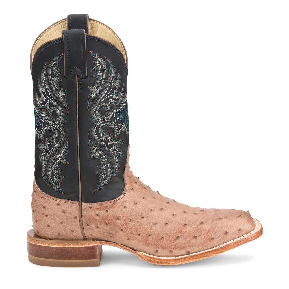 Justin Boots Moseley Full Quill Ostrich Embroidered Square Toe Pull On Cowboy Boots 1