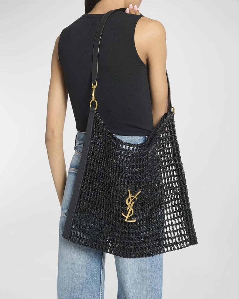 Yves Saint Laurent Oxalis YSL Monogram Shoulder Bag in Raffia with Bronze Hardware 5