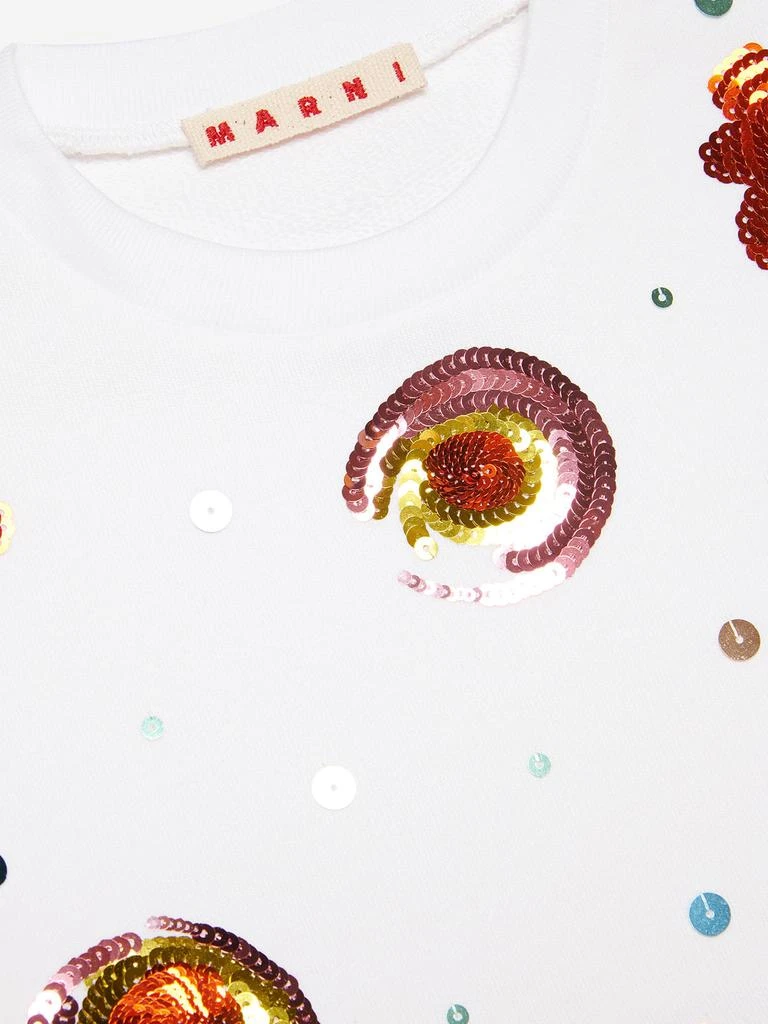 Marni MARNI Girls Embellished Flower Sweatshirt in White 4