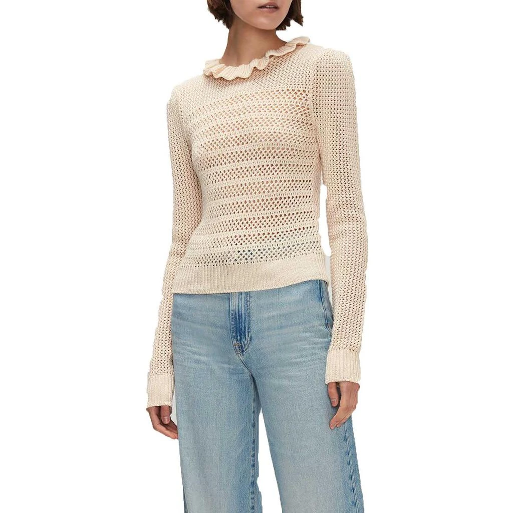 7 For All Mankind Womens Ruffled Cotton Pullover Sweater 1