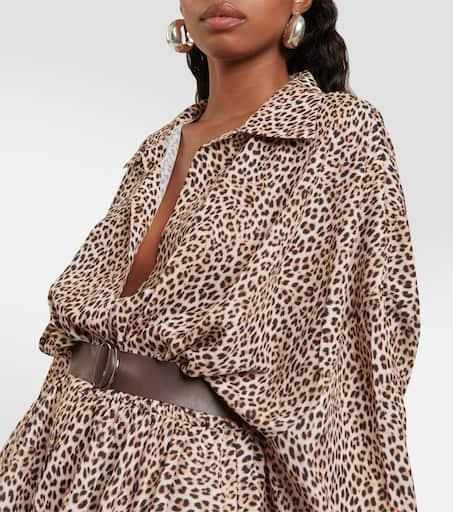 Norma Kamali Leopard-print georgette shirt dress 4