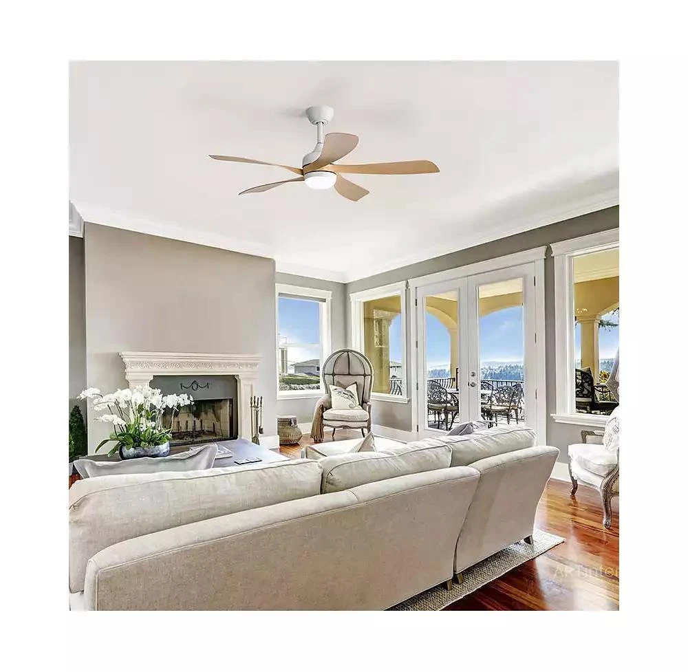 Sofucor 52-inch Minimalist White 5-Blade Flush Mount with Remote Control and Led Light 2