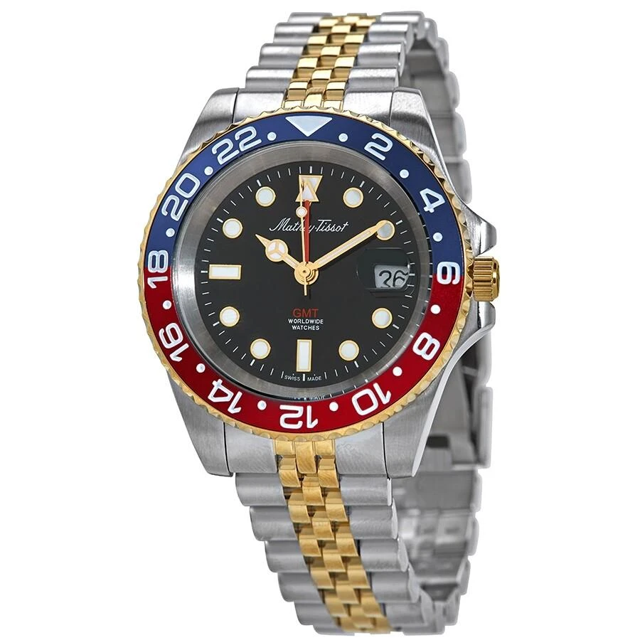 Mathey-Tissot Rolly Vintage GMT Two-tone Black Dial Pepsi Bezel Men's Watch H903BBR 1