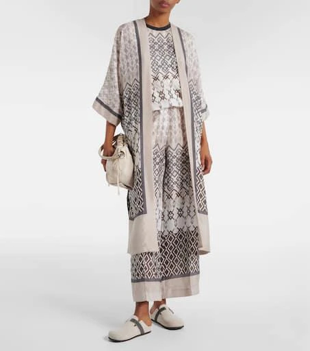 Brunello Cucinelli Printed silk wide-leg pants 2