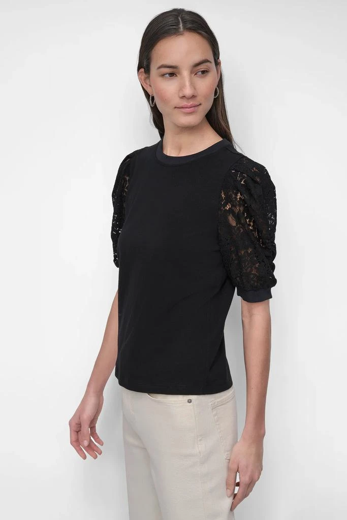 DKNY KNIT TOP WITH LACE SLEEVE 3