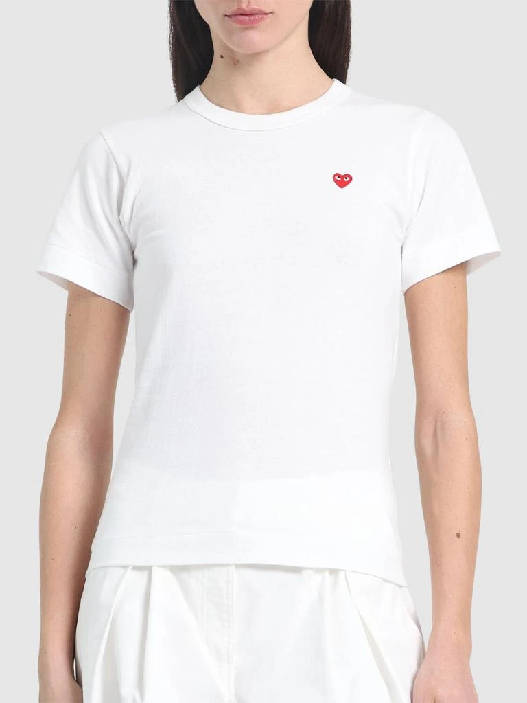 Comme des Garcons Embroidered Red Heart Cotton T-shirt 2
