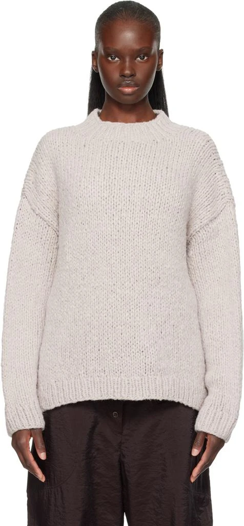 LAUREN MANOOGIAN Purple Handknit Crewneck Sweater