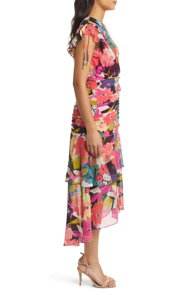 Tahari Floral Side Ruched Chiffon Midi Dress 3