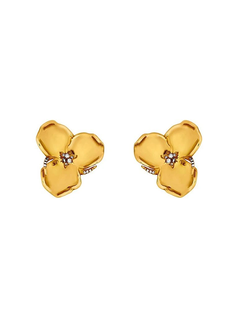 Oscar de la Renta 24K-Gold-Plated 
Glass Crystal Blossom Stud Earrings
