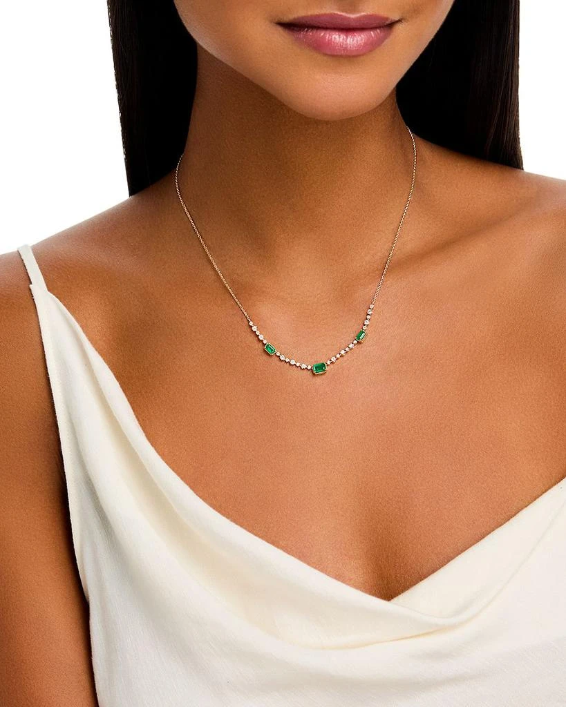 Bloomingdale
s Fine Collection Emerald 
Diamond Station Necklace in 14K Yellow Gold, 18" 2