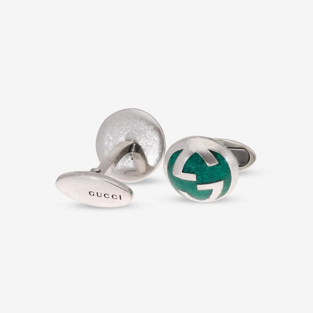 Gucci Gucci Turquoise Enamel & Sterling Silver Cufflinks YBE661585002 3