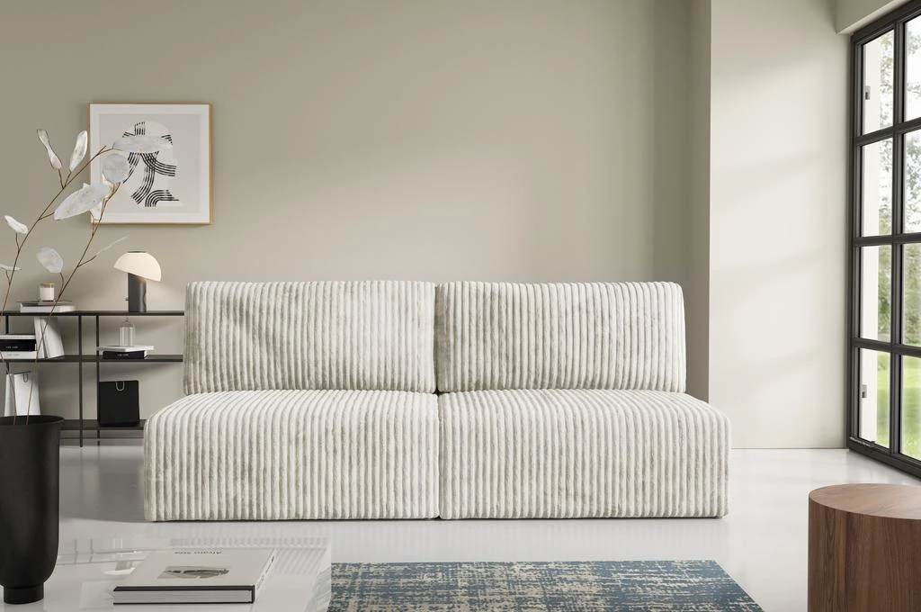预计3周后发货 Nazar Home Canapé Droit Convertible 3 Places - Elior - Velours Beige 2