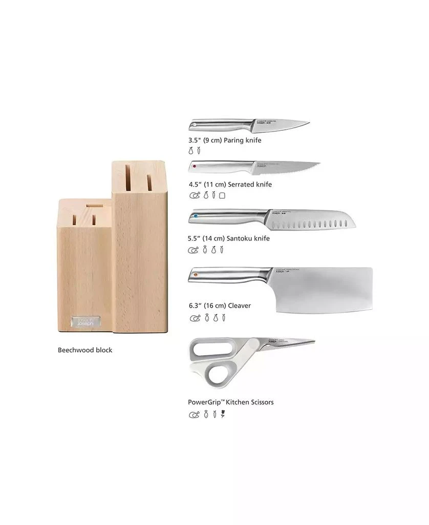 Joseph Joseph Elevate Fusion 5-Piece Knife, Cleaver and Scissor Set with Beechwood Block 8