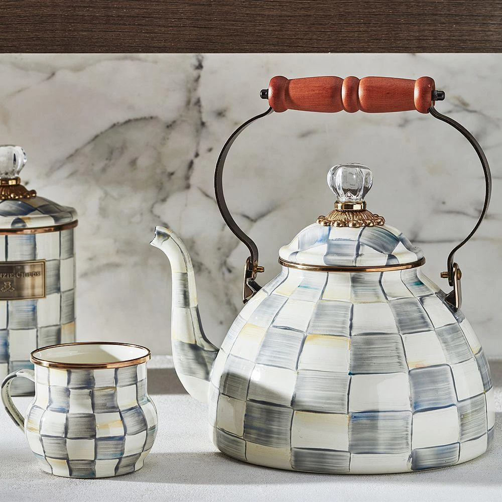 MacKenzie-Childs Sterling Check Enamel Tea Kettle, 2 Qt 2