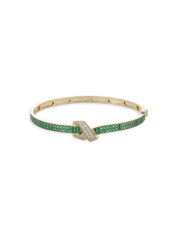 HUEB Fitas 14K Yellow Gold, Green Onyx & Diamond Bangle Bracelet