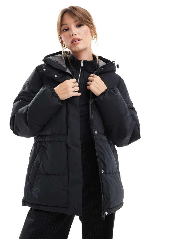 JJXX JJXX drawstring hooded puffer jacket in black 1
