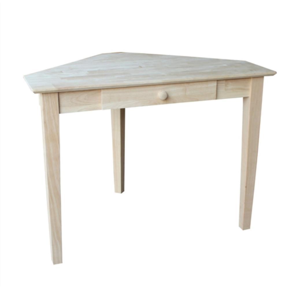Hivvago Unfinished Wood Corner Desk Laptop Computer Writing Table with Drawer